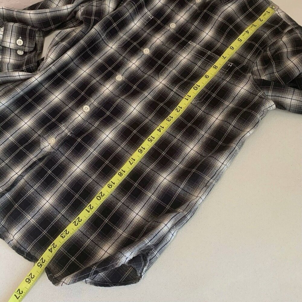 Ralph Lauren plaid flannel shirt Womens Medium‎ Black Cream Lauren Jeans Cotton - Picture 9 of 12